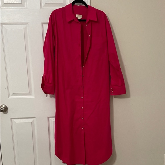 NWOT Maeve by anthropologie Vibrant Pink Button-Up Dress size XL - Picture 2 of 11